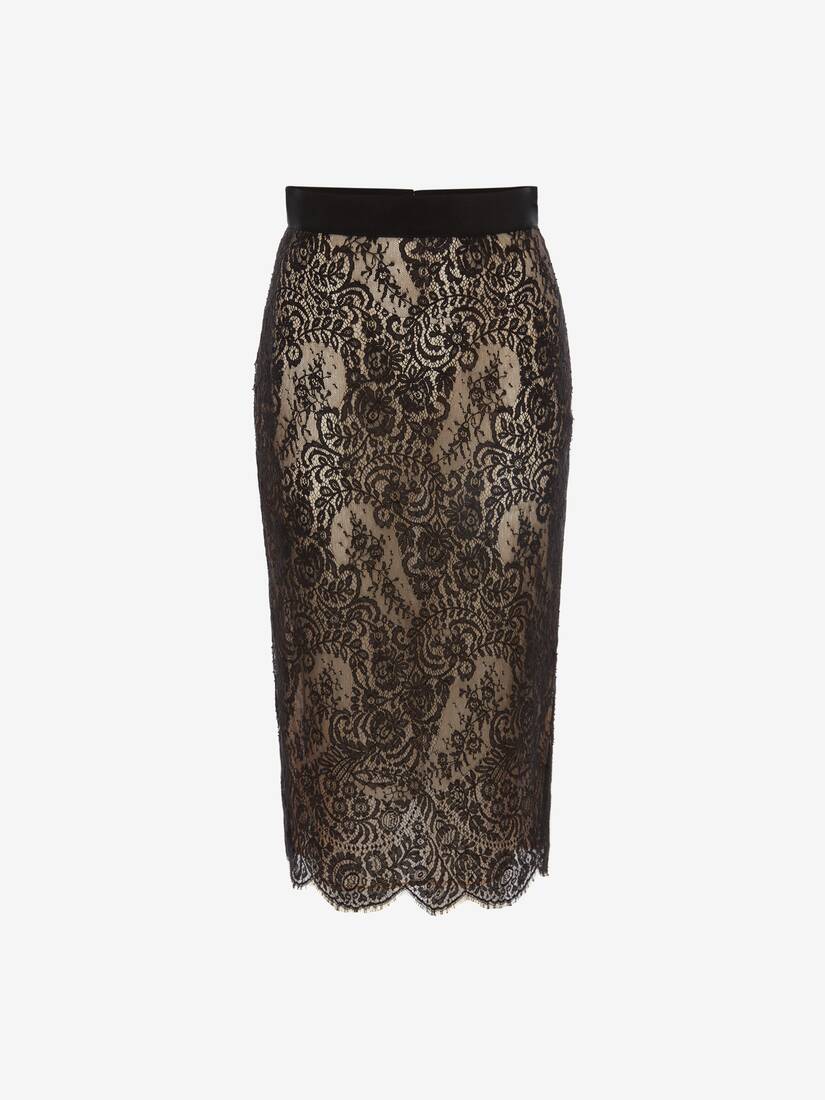 Faldas Alexander McQueen Lace Pencil Mujer - Negros - Mexico 962-VOERWU